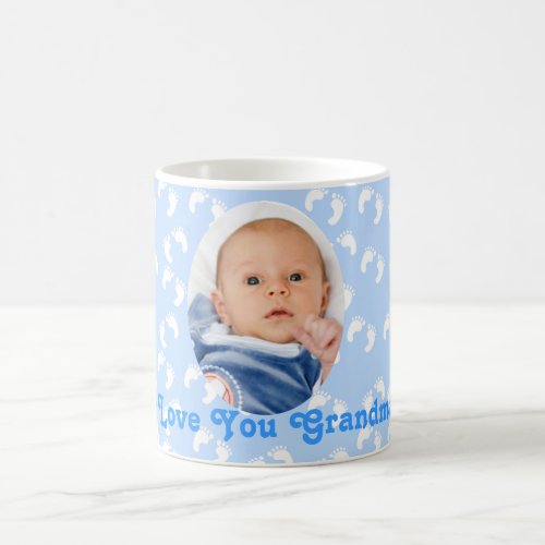 Mothers Day I Love You Grandma Blue and White Coffee Mug