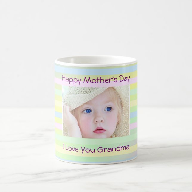 Mother's Day "I Love You Grandma" Custom Photo, Coffee Mug (Center)