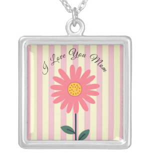 Mothers Day,I Love You Mom,Best Mom Ever,Modern Silver Plated Necklace
