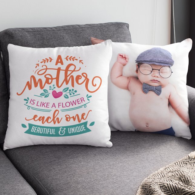 Mothers day inspirational quote photo template throw pillow (Creator Uploaded)