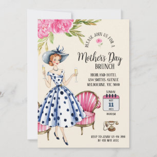 Mother's Day Invitation - Lady Holding Champagnes