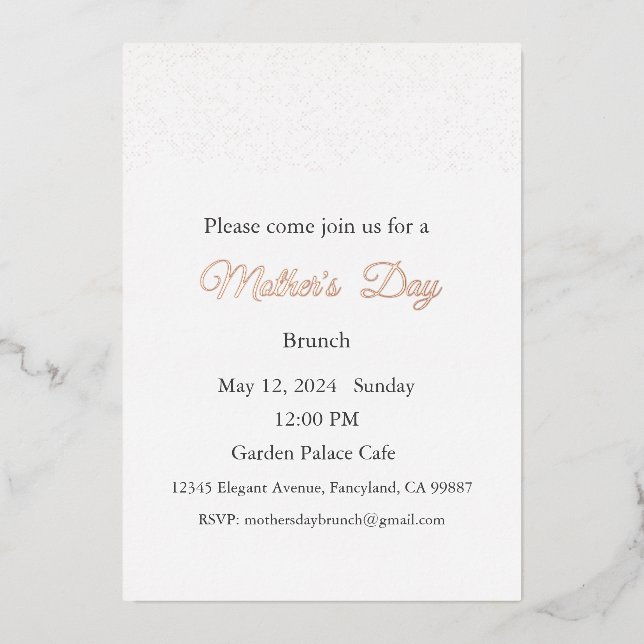 Mother's Day Invitation, Mother's Day Brunch Lunch Foil Invitation (Front)