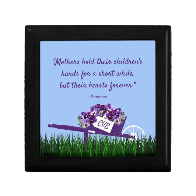 Mother's Day Keepsake Pansies Memory Jewelry Box (Front)