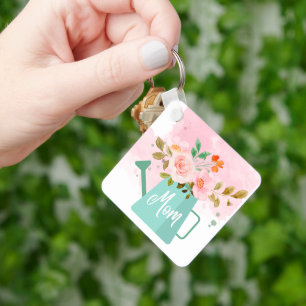 Mothers Day Keychain with Watering Can & Flowers
