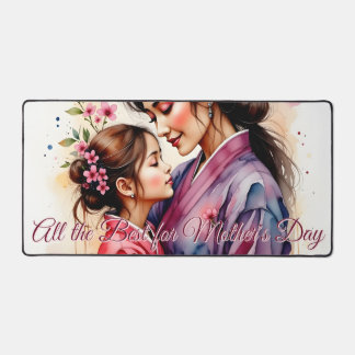 Mother's Day Kimono Art with Floral Embrace Desk Mat