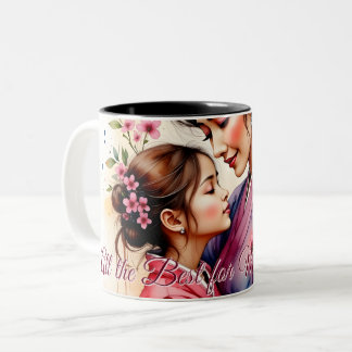Mother's Day Kimono Art with Floral Embrace Two-Tone Coffee Mug