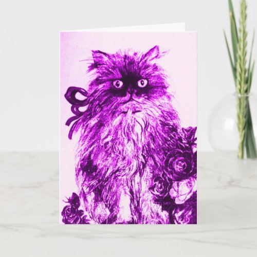 MOTHERS DAY KITTEN WITH PURPLE ROSES CARD