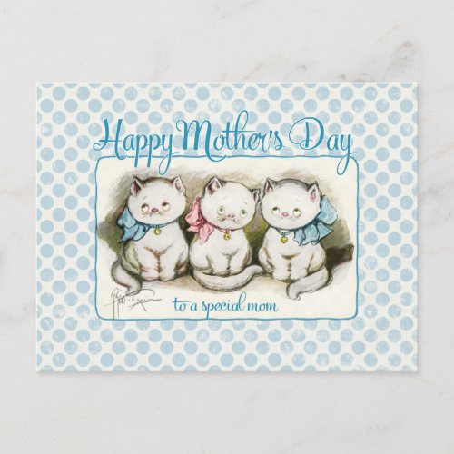 Mothers Day Kitties Vintage Reproduction Postcard