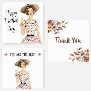 Mother's Day Labels - Lady With Brown Hat