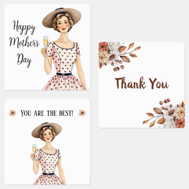 Mother's Day Labels - Lady With Brown Hat (Group)