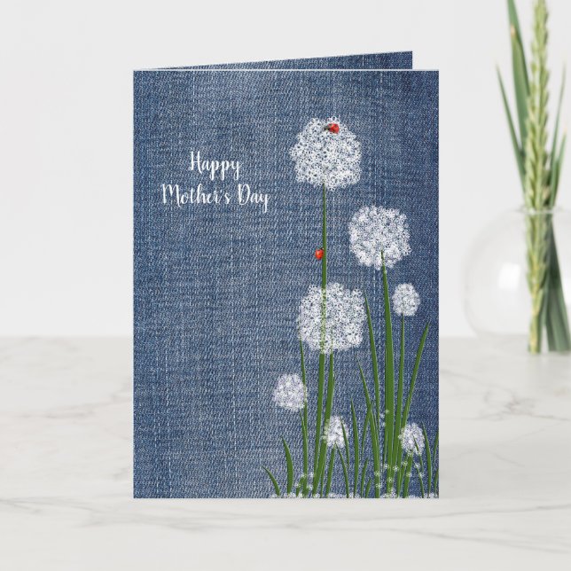 Mother's Day Lady Bugs on Flower Card (Front)
