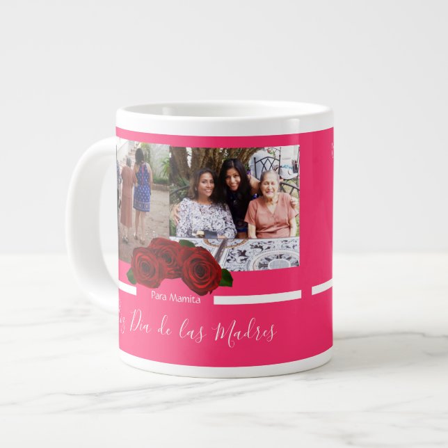 Mothers Day Latinos | Red Roses Photo  Giant Coffee Mug (Front Left)
