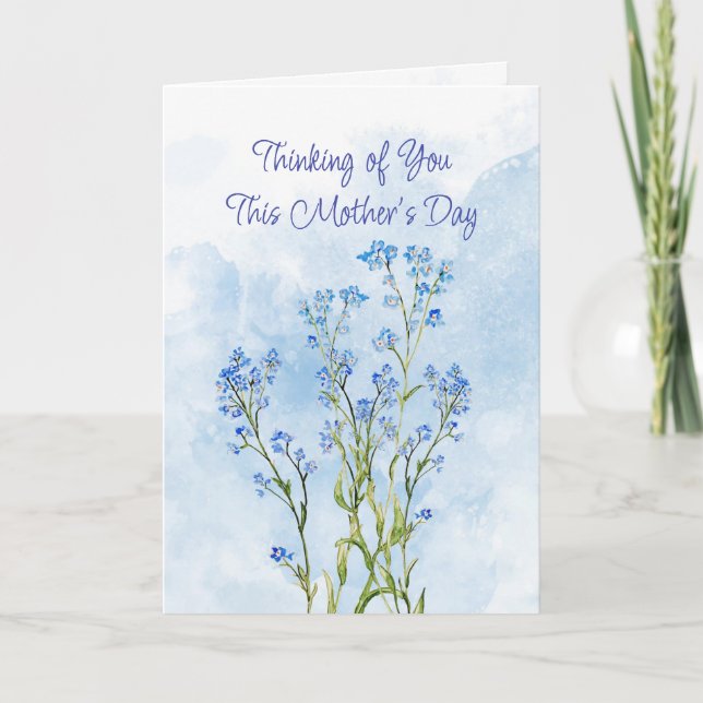 Mother's Day Long Distance Blue Forget-Me-Not  Card (Front)