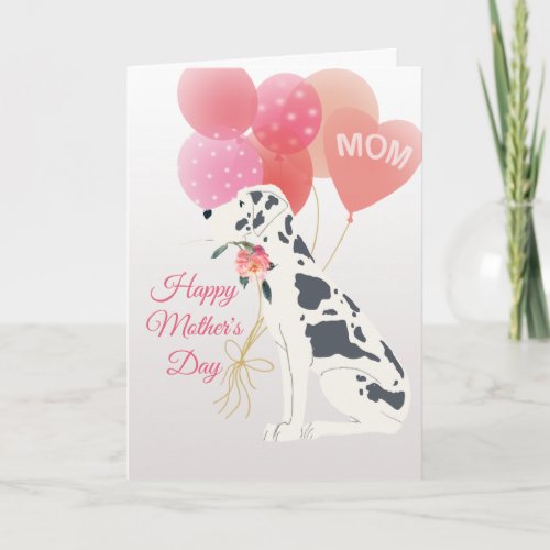 Mothers Day Love from Spotted Great Dane Dog Card