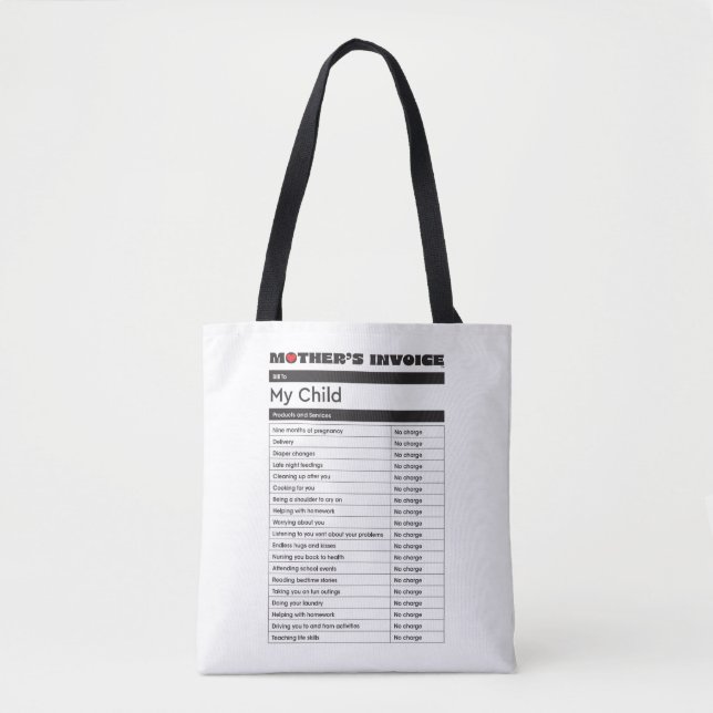 Mother's Day Love Invoice Tote Bag - Gift for Mom (Front)