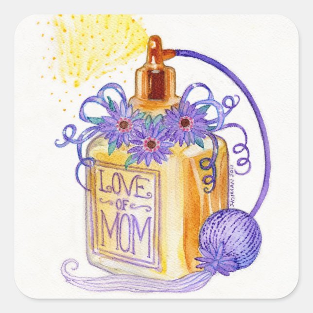 Mother's Day Love of Mom Perfume Bottle Square Sticker (Front)