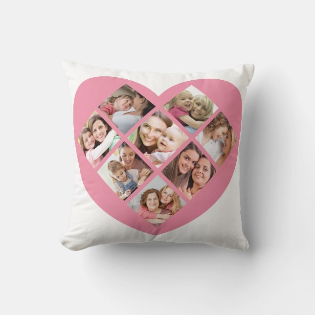 Mother's Day Love Photo Collage. Throw Pillow (Front)