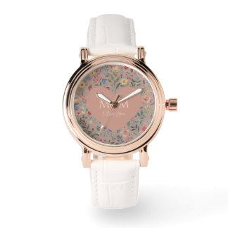 Mothers Day,Love You,Flowers Pattern,Love Heart Watch