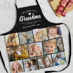 Mothers Day Love You Grandma Photo Apron<br><div class="desc">Make your own grandmother apron featuring a 13 photo collage template,  a stylish black background,  the title "we love you grandma",  the grandchildrens names,  a love heart,  and the cute saying "you make life sweet".</div>