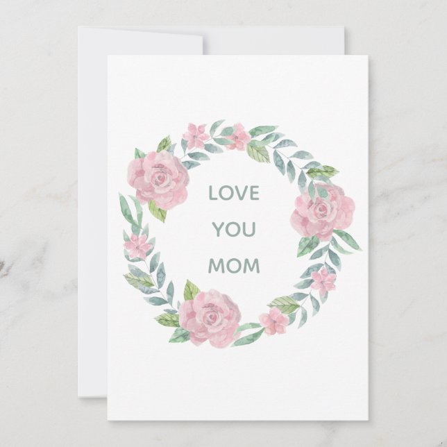Mother's Day Love You Mom Floral Holiday Card (Front)