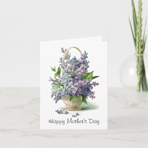 Mothers Day Lovely Purple Lilac Basket Card