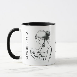 Mother's Day Loving Mom and Baby Modern Sketch Mug