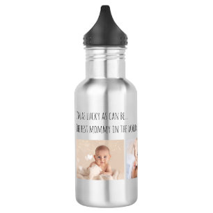 Mother's Day Lucky Me Best Mommy Photos Customized Stainless Steel Water Bottle