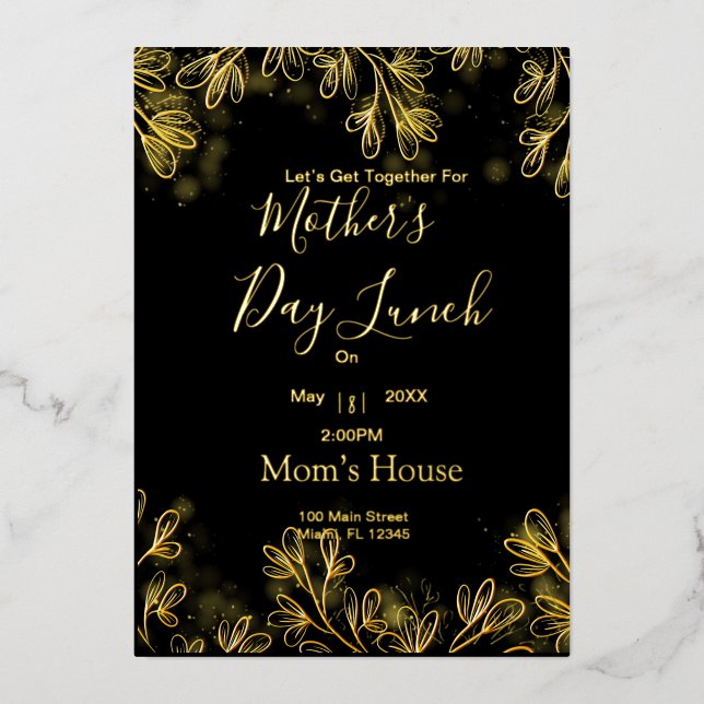 Mothers Day Lunch  Foil Invitation (Front)