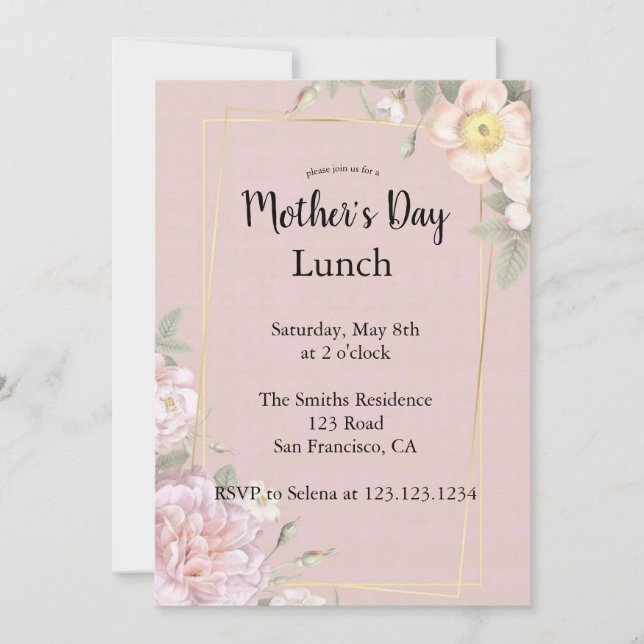 Mothers Day Lunch Invitation Floral (Front)