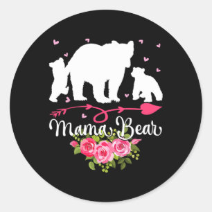 Mothers Day Mama Bear With 2 Cubs Cute  Classic Round Sticker