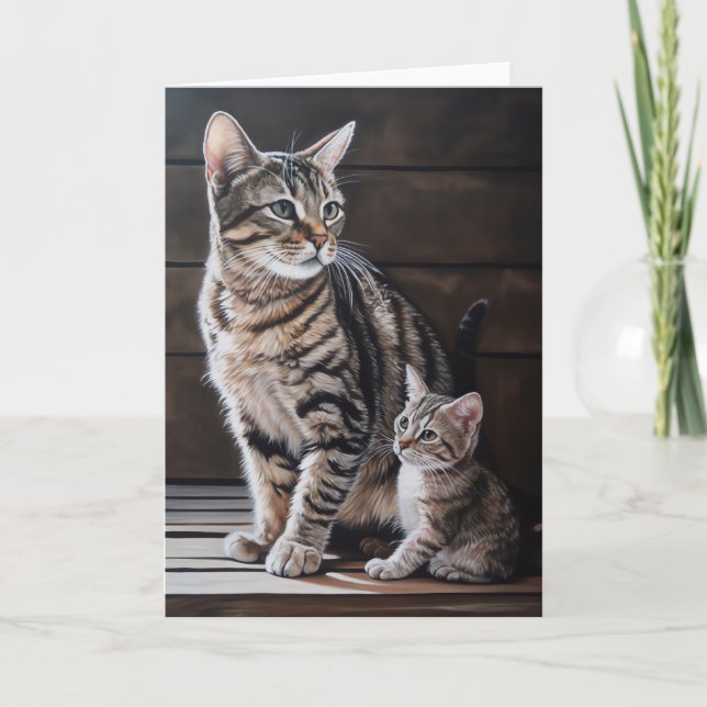 Mother's Day Mama Cat and Kitten Card (Front)