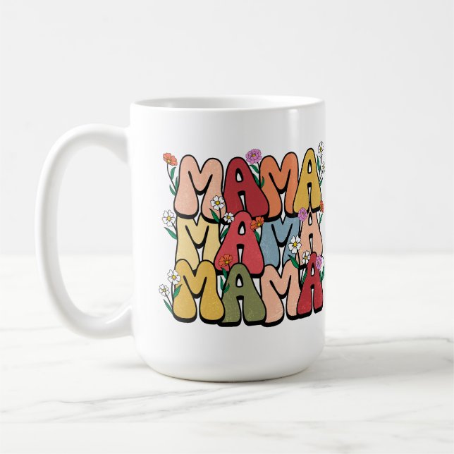 Mother's Day Mama Retro Text Coffee Mug (Left)