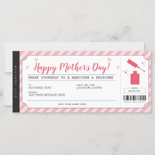 Mothers Day Mani Pedi Gift Voucher Certificate