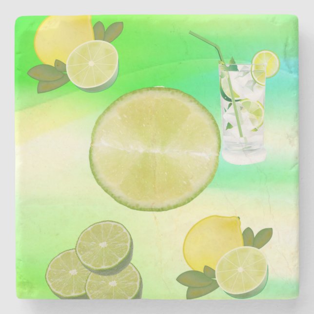 Mother's Day Marble Stone Coaster Lime (Front)