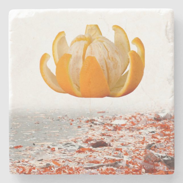 Mother's Day Marble Stone Coaster Orange (Front)