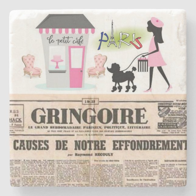 Mother's Day Marble Stone Coaster Paris, France (Front)