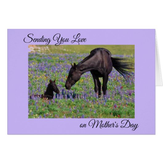Mother's Day Mare & Foal Floral Pasture Photo Note (Front Horizontal)