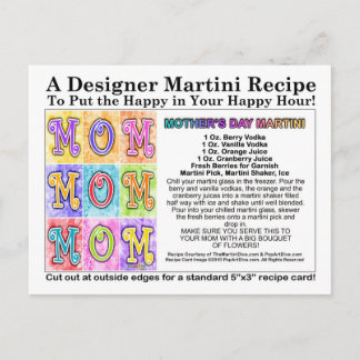 Mother's Day Martini Recipe Card Postcard