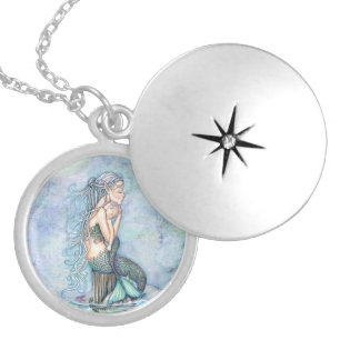Mother's Day Mermaid and Baby Locket Necklace
