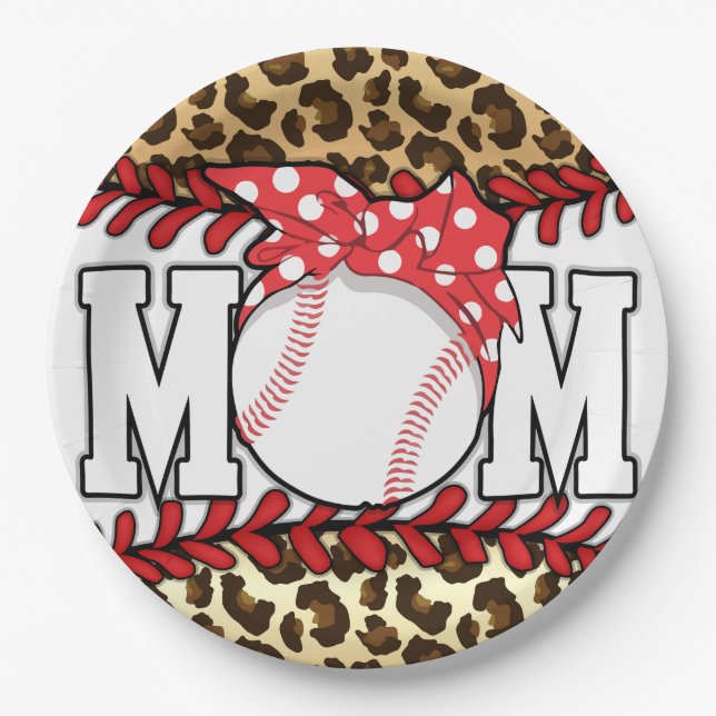 Mother's Day Messy Hair Baseball  Paper Plates (Front)