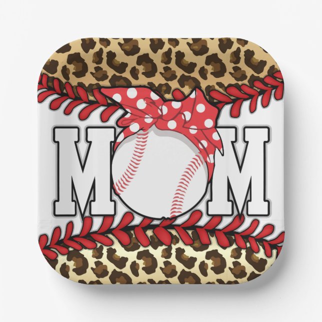Mother's Day Messy Hair Baseball  Paper Plates (Front)
