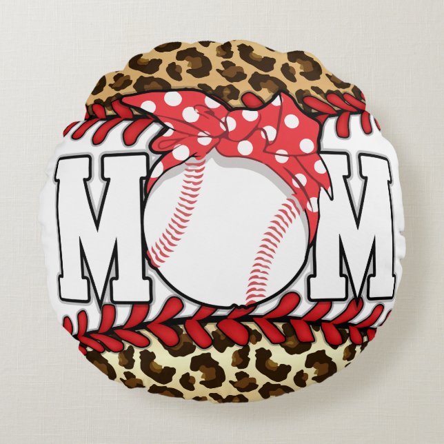 Mother's Day Messy Hair Baseball  Round Pillow (Front)