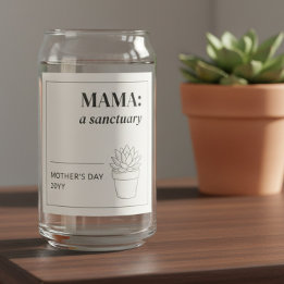 Mother's Day Minimalist Mama Sanctuary Botanical Can Glass