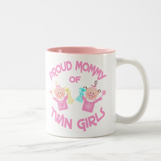 Mother's Day Mm of  Twin Girls Two-Tone Coffee Mug (Right)