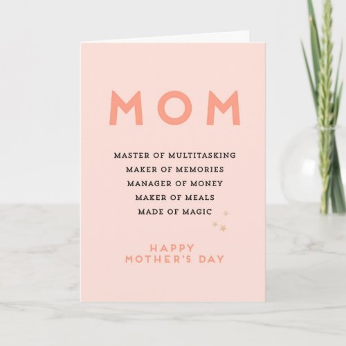 Mothers Day MOM acronym cute funny Card