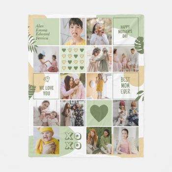 Mother's Day Mom Birthday Photo Collage Mint Green Fleece Blanket by raindwops at Zazzle