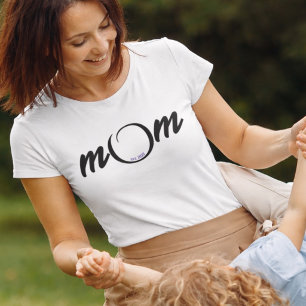 Mother's Day Mom Est. Typography  Black on White T-Shirt