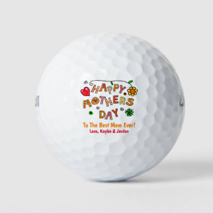 Mothers Day Mom Golfer Cute Kids Name Golf Balls