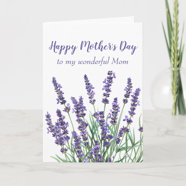 Mother's Day Mom,Lavender Spring Garden Flower Holiday Card (Front)