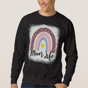 Mother's Day Mom Life Leopard Rainbow Mama Women Sweatshirt